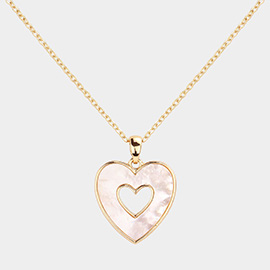Mother of Pearl Open Heart Pendant Necklace