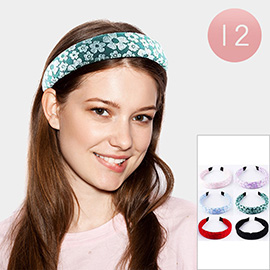 12PCS - Lace Flower Patterned Headbands