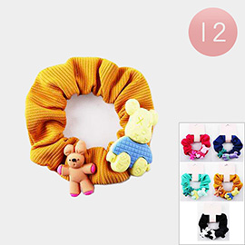 12PCS - Animal Character Accented Scrunchies Hair Bands