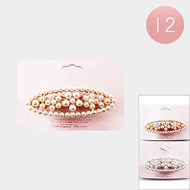 12PCS - Pearl Embellished Floral Barrettes