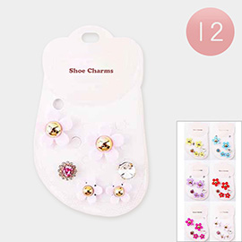 12 Set of 6 - Flower Round Stone Shoes Deco Charms