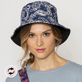 Reversible Paisley Patterned Bucket Hat