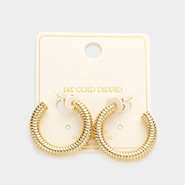 14K Gold Dipped 1.2 Inch Brass Metal Hoop Earrings