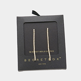 Secret Box _ 14K Gold Dipped Rhinestone Linear Dangle Evening Earrings
