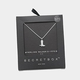Secret Box _ Sterling Silver Dipped CZ Western Boot Pendant Necklace