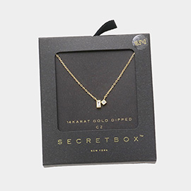 Secret Box _ 14K Gold Dipped CZ Baguette Square Stone Pendant Necklace