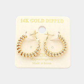 14K Gold Dipped Metal Coil Hoop Earrings