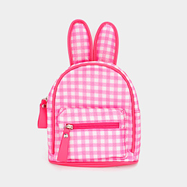 Glittered Check Patterned Bunny Mini Backpack Bag