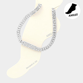 Rhinestone Rectangle Accented Evening Anklet
