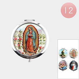 12PCS - Jesus Virgin Mary Printed Compact Mirrors