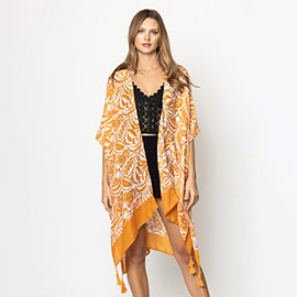 Floral Paisley Patterned Cover Up Kimono Poncho