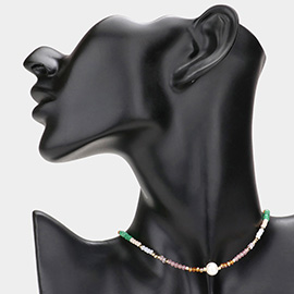 Pearl Accented Faceted Beaded Necklace