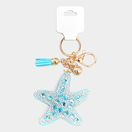 Bling Starfish Tassel Keychain