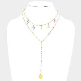 Smile Message Emoji Pendant Double Layered Y Necklace