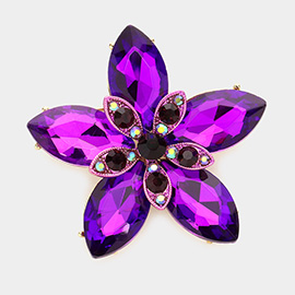 Crystal Marquise Flower Pin Brooch 
