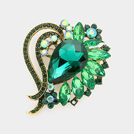 Teardrop Stone Accented Pin Brooch