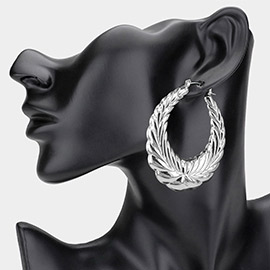 Textured Metal Teardrop Hoop Pin Catch Earrings