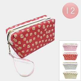 12PCS - Daisy Flower Patterned Wrist Pouch Bags