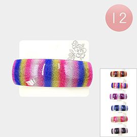 12PCS - Glittered Color Block Rectangle Barrettes