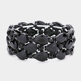 Teardrop Stone Cluster Stretch Evening Bracelet