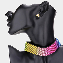 Ombre Bling Rainbow Choker Necklace