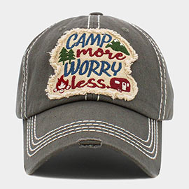 Camp More Worry Less Message Vintage Baseball Cap