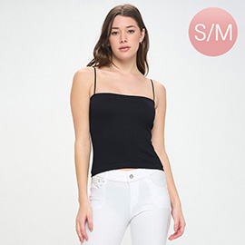 Ribbed Thin Strapped Seamless Tank Top