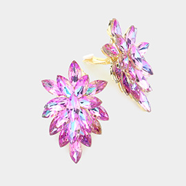 Oval Crystal Cluster Clip on Evening Earrings
