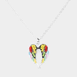 Seed Bead Embellished Wings Pendant Necklace