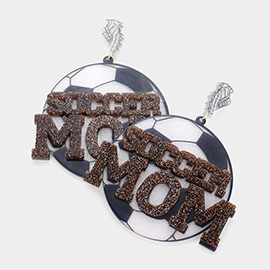 Soccer Mom Message Glittered Resin Ball Dangle Earrings