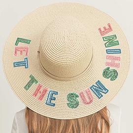 Let The Sun Shine Sequin Message Straw Panama Sun Hat