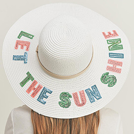 Let The Sun Shine Sequin Message Straw Panama Sun Hat