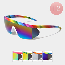 12PCS - Colorful Visor Style Sunglasses