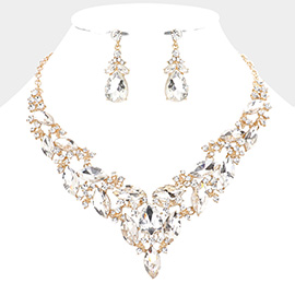 Marquise Stone Cluster Evening Necklace