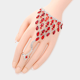 Marquise Stone Accented Hand Chain Evening Bracelet