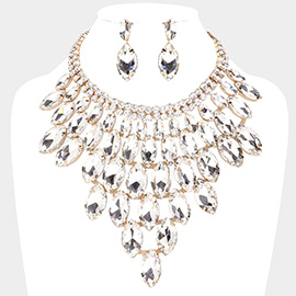 Marquise Stone Cluster Vine Evening Necklace