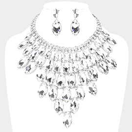 Marquise Stone Cluster Vine Evening Necklace