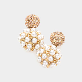 Pearl Embellished Ball Dangle Earrings