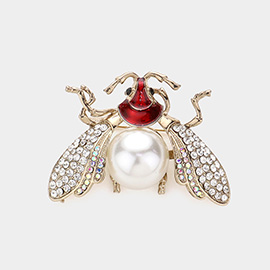 Pearl Accented Honey Bee Pin Brooch