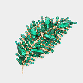 Marquise Stone Accented Leaf Pin Brooch
