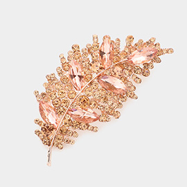 Marquise Stone Accented Leaf Pin Brooch