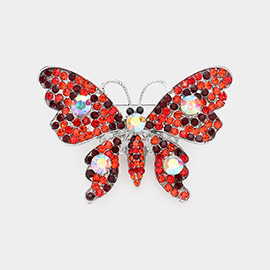 Multi Stone Embellished Butterfly Pin Brooch