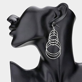 Open Metal Circle Multi Layered Link Dangle Earrings