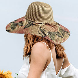 Flower Patterned Straw Floppy Sun Hat