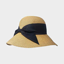 Bow Accented Straw Sun Hat