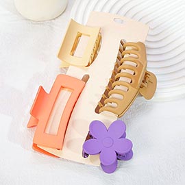 4PCS - Solid Open Rectangle Flower Hair Claw Clips