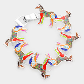 Flower Patterned Horse Link Magnetic Bracelet