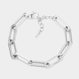 18K White Gold Dipped Stainless Steel Premium Handmade Chain Link Bracelet