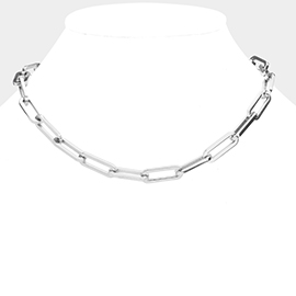 18K White Gold Dipped Stainless Steel Premium Handmade Chain Necklace