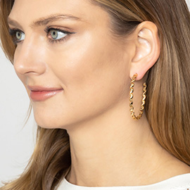 2 Inch Twisted Brass Metal Hoop Earrings